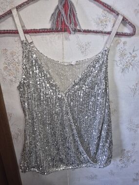 Maurices Silver Sequin Tank Top